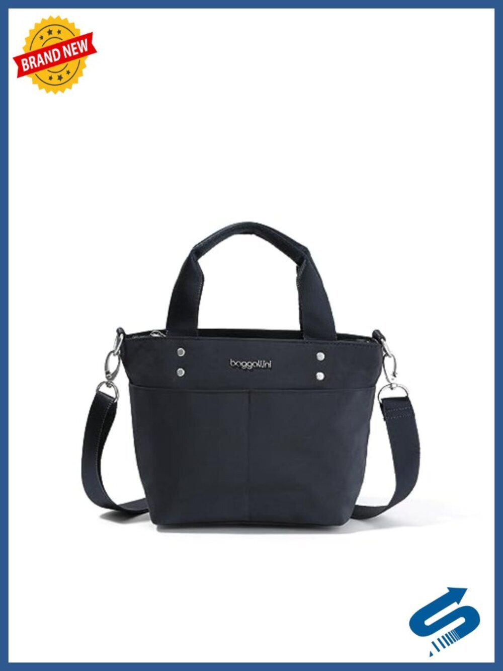 Mini Carryall Tote - Lightweight Nylon, Crossbody Strap, Zip Closure